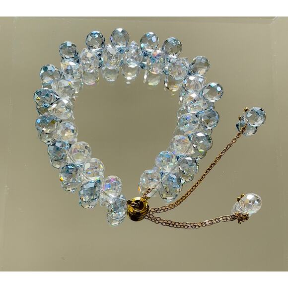 Swarovski Beaded Bracelet Blue and Clear - Picture 1 of 8